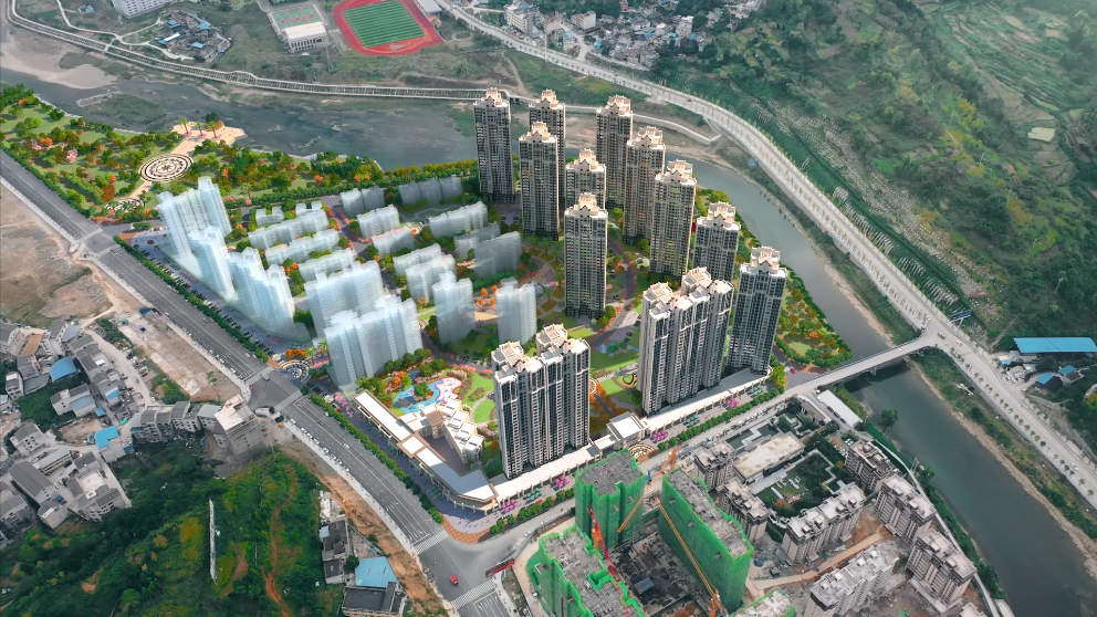 黔龍御園小區(qū)三維實景合成動畫—上海虎置3D動畫